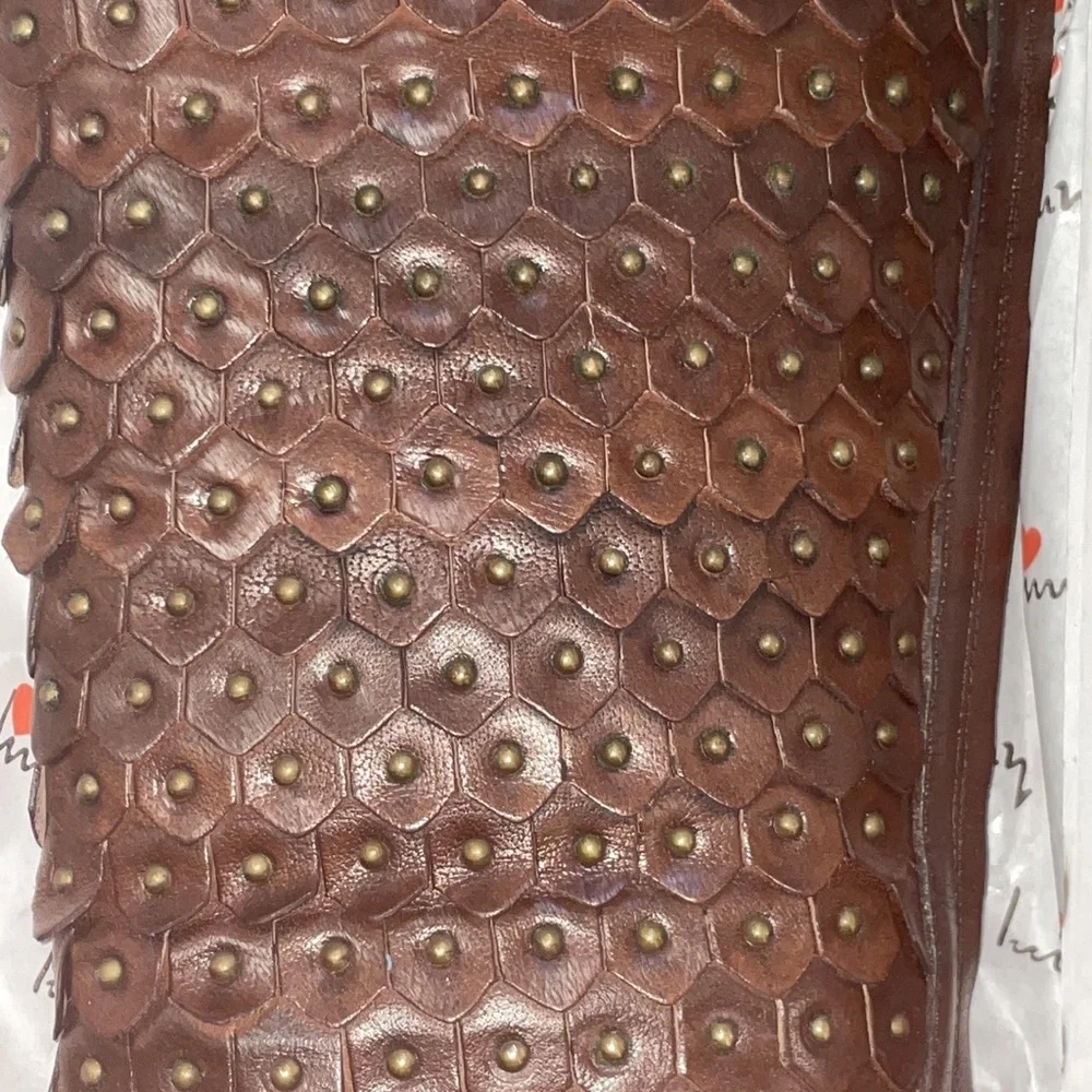 NEW Luichiny Tough Stuff Boot Studded Hardware Boots Brown sz 11